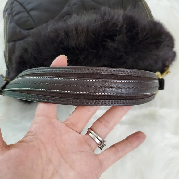 Coach Limited Edition Brown Rabbit Fur Signature Hobo - Picture 9 of 10